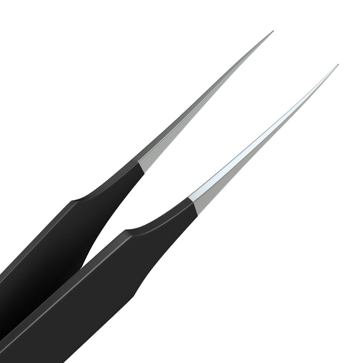 Professional Pointed Ingrown Hair Splinter Tip Tweezers Tweezees Precision Stainless Steel Black Coated Tweezers For Ingrown Hair Treatment & Splinter Removal Includes A Canvas Storage Bag!