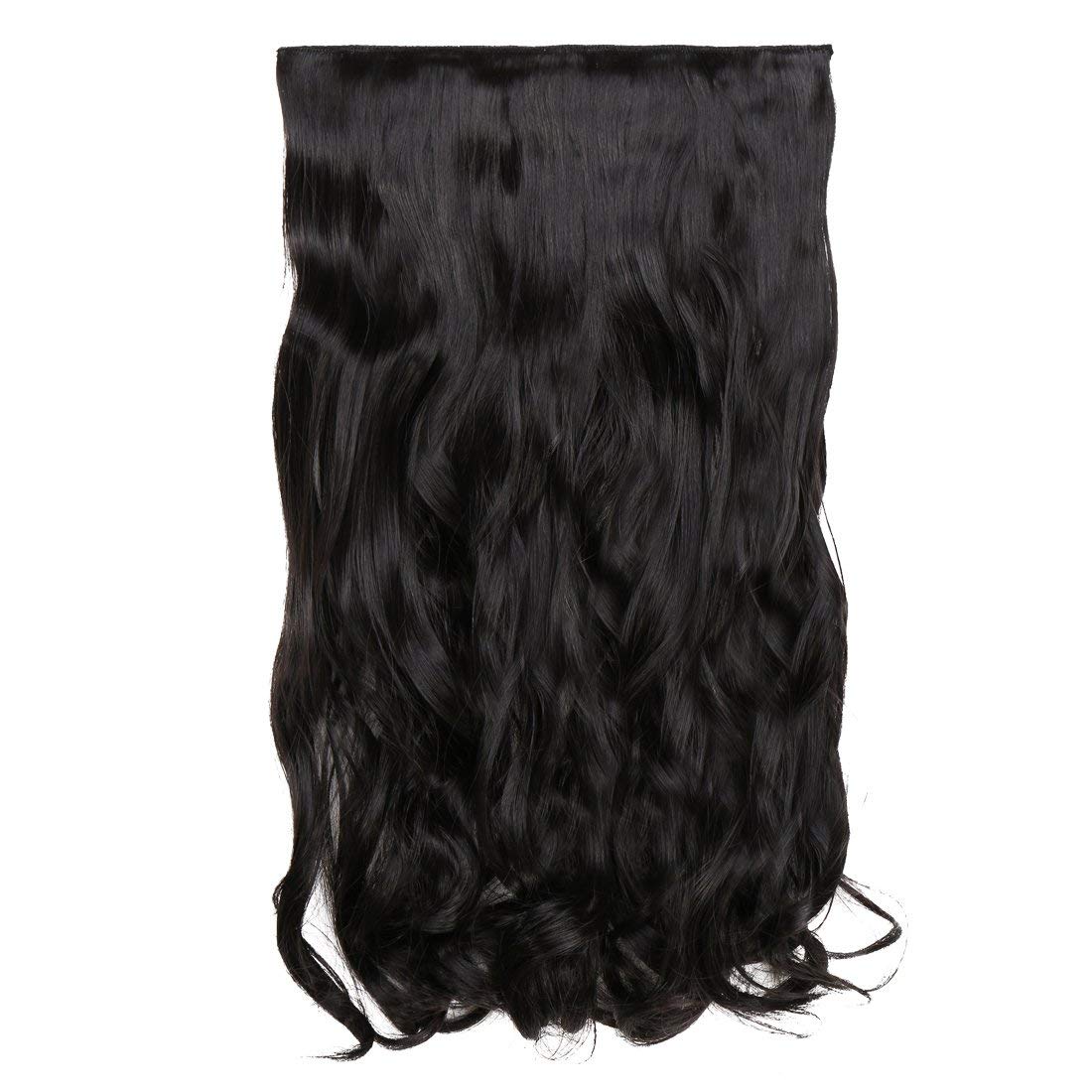 S-noilite US Longest 27/29/30 Hairpiece 3/4 Full Head One Piece 5 Clips Clip In Hair Extension Super Long Elegant Dress Ready For Christmas Ideal Gift (29-Curly, natural black)