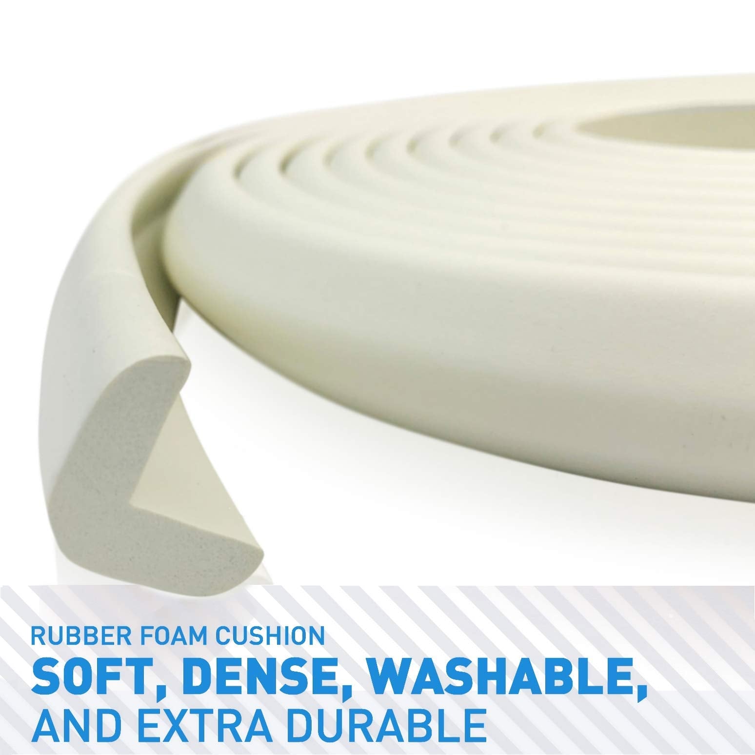 Furniture Edge and Corner Guards | 20.4ft Protective Foam Cushion | 18ft Bumper 8 Adhesive Childsafe Corners | Baby Child Proofing Set NonToxic and Safe for Table, Fireplace, Countertop | White