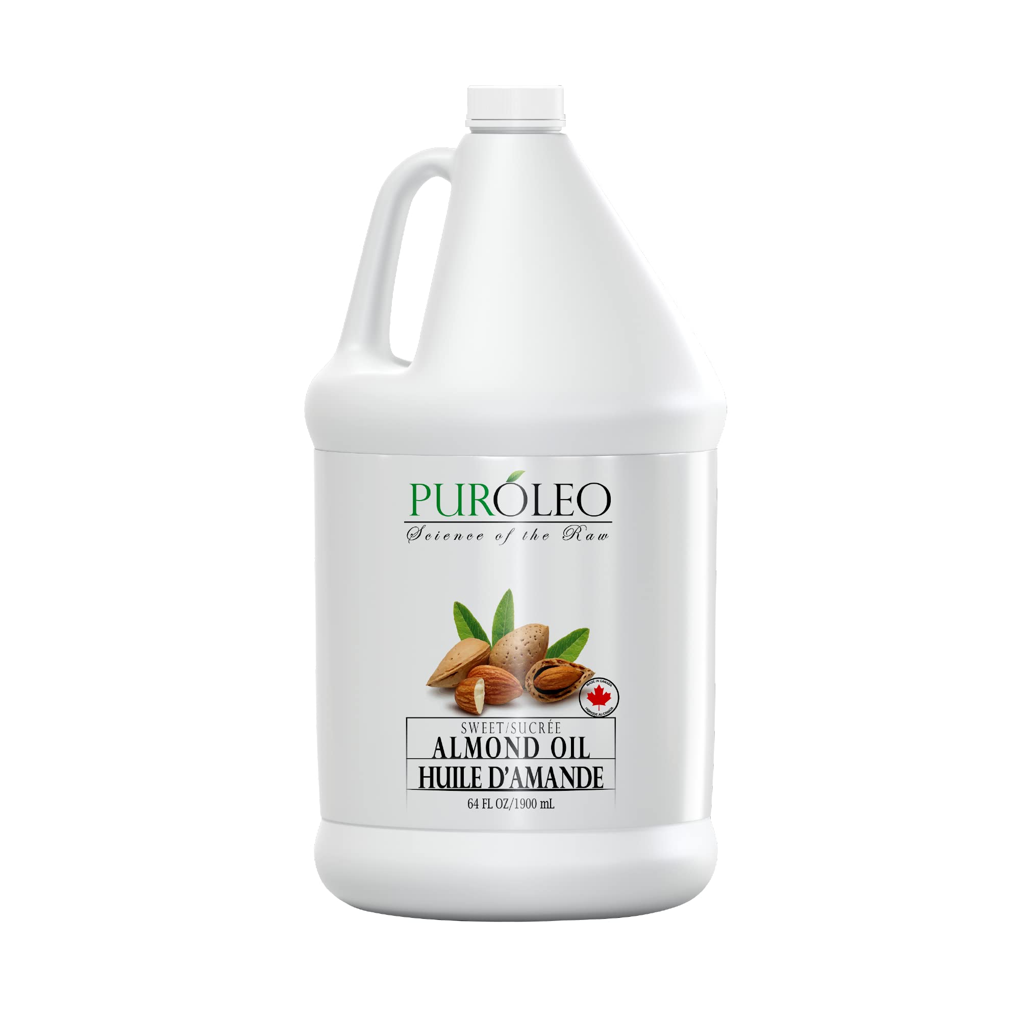 PUROLEO Sweet Almond Oil 64 Fl Oz/1900 ML 100% Natural and Pure | Moisturizer & Carrier Oil | Beauty & DIY Blends, Massage Oil, Body Oil, Hair Oil and Baby Oil | Made from Almonds raw