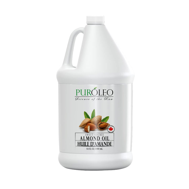 PUROLEO Sweet Almond Oil 64 Fl Oz/1900 ML 100% Natural and Pure | Moisturizer & Carrier Oil | Beauty & DIY Blends, Massage Oil, Body Oil, Hair Oil and Baby Oil | Made from Almonds raw
