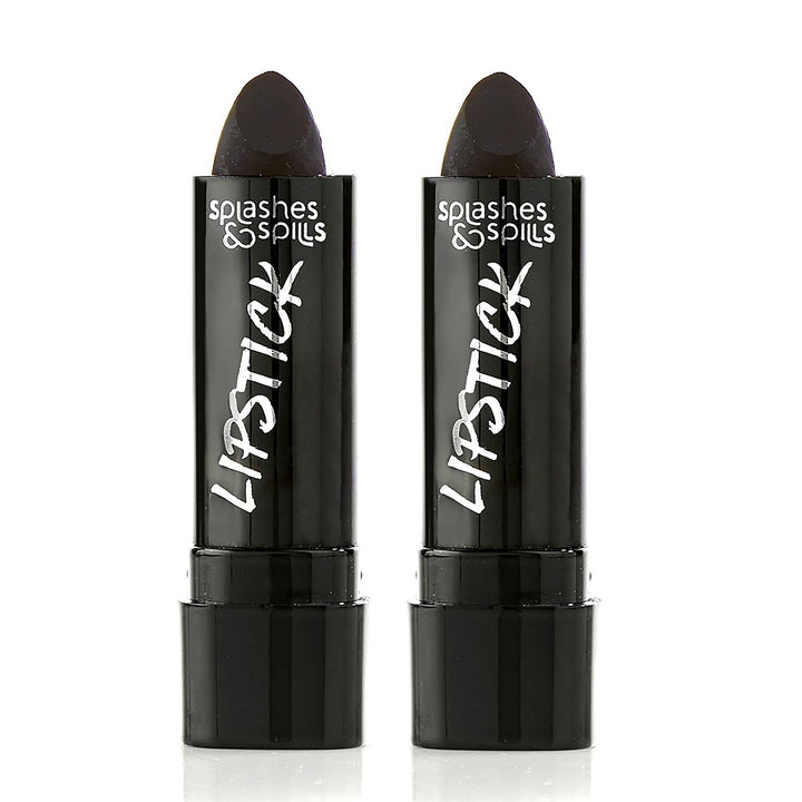 Vivid Black Lipstick - 2 Pack - Bold, Translucent, No Sheen Lip Color With Matte Finish - Makeup and Cosmetics by Splashes & Spills