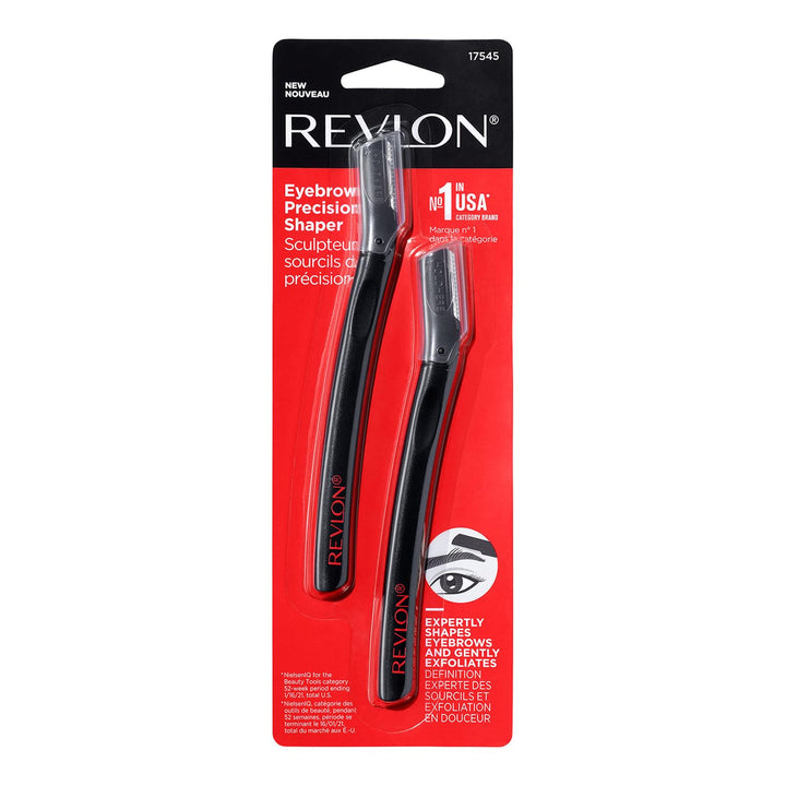 Revlon Eyebrow Precision Shaper, Eye Brow Razor, Hair Remover Blade, Reusable, Made with Japanese Stainless Steel (Pack of 2)