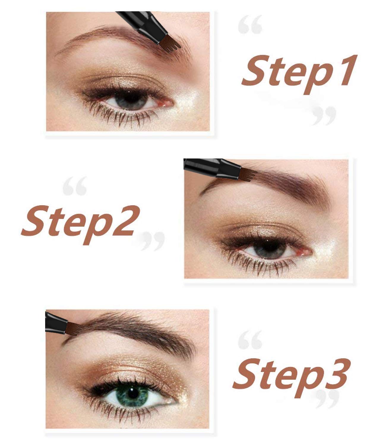 Eyebrow Tattoo Pen - iMethod Microblading Eyebrow Pencil with a Micro-Fork Tip Applicator Creates Natural Looking Brows Effortlessly and Stays on All Day (Chestnut)