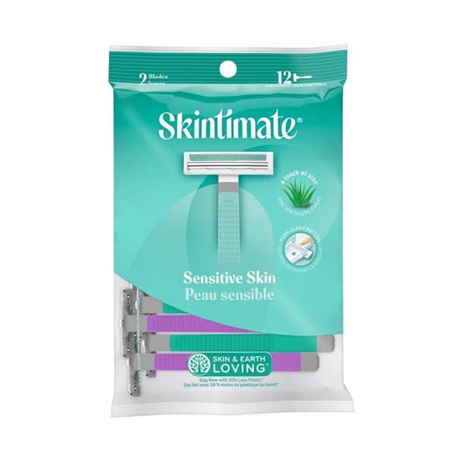 Skintimate Twin Blade Women's Disposable Razors, 12 ct (Pack of 2)
