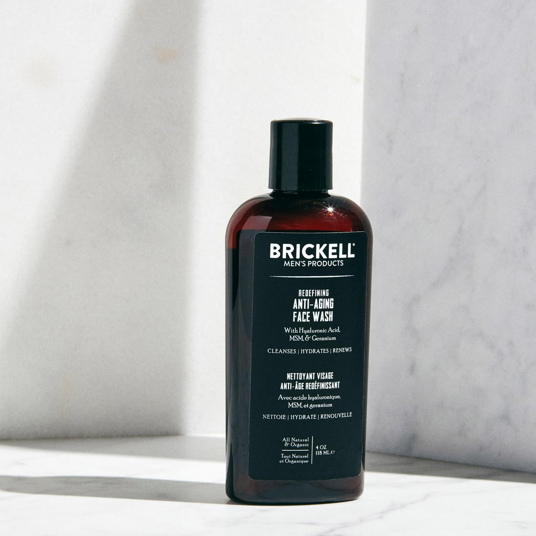 Brickell Men's Redefining Anti-Aging Face Wash For Men, Natural and Organic, Foaming Gel Face Wash Firms & Plumps Skin to Reduce Signs of Aging (Scented, 4 oz)
