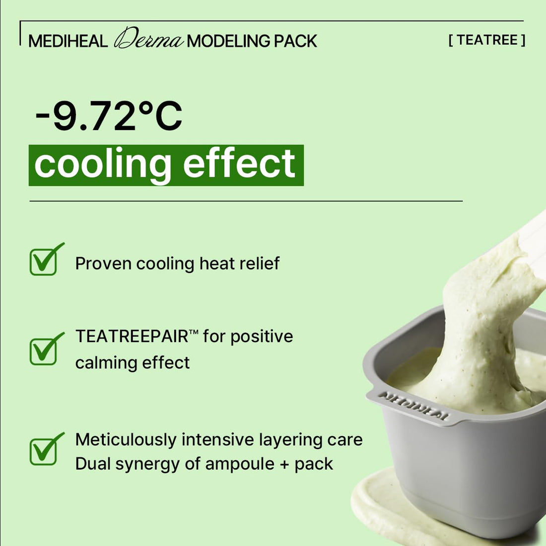 Mediheal Derma Modeling Pack (Teatree) - Rapid Cooling For Soothing Skin - Easy DIY Home Spa Kits, Hydrating Icy Jelly Mask For Skin Refreshment