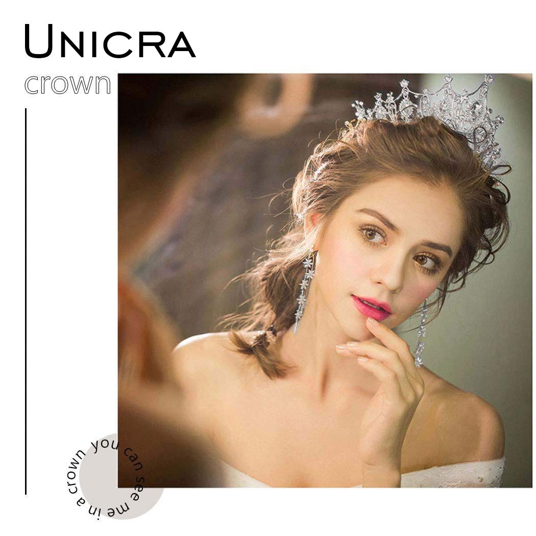 Unicra Wedding Crowns and Tiaras Costume Rhinestones Silver Flower Queen Crown Bridal for Women and Girls (A Silver)