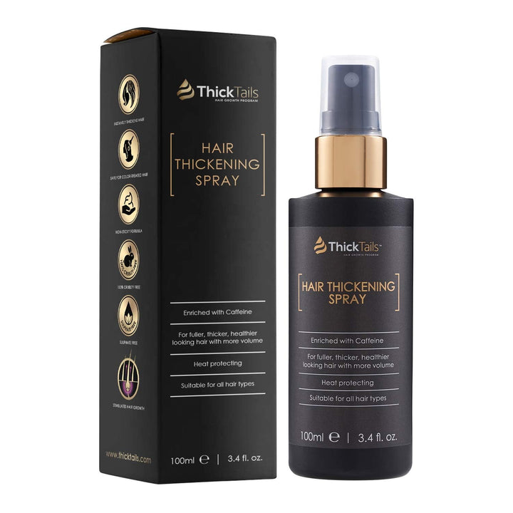 ThickTails Hair Thickening Spray 3.4oz - Get Thicker Hair in Seconds. Hair Thicken Tonic Products for Women. With Caffeine, Keratin for Root Growth. Volumizer Texturizing Styling Hairspray for Volume