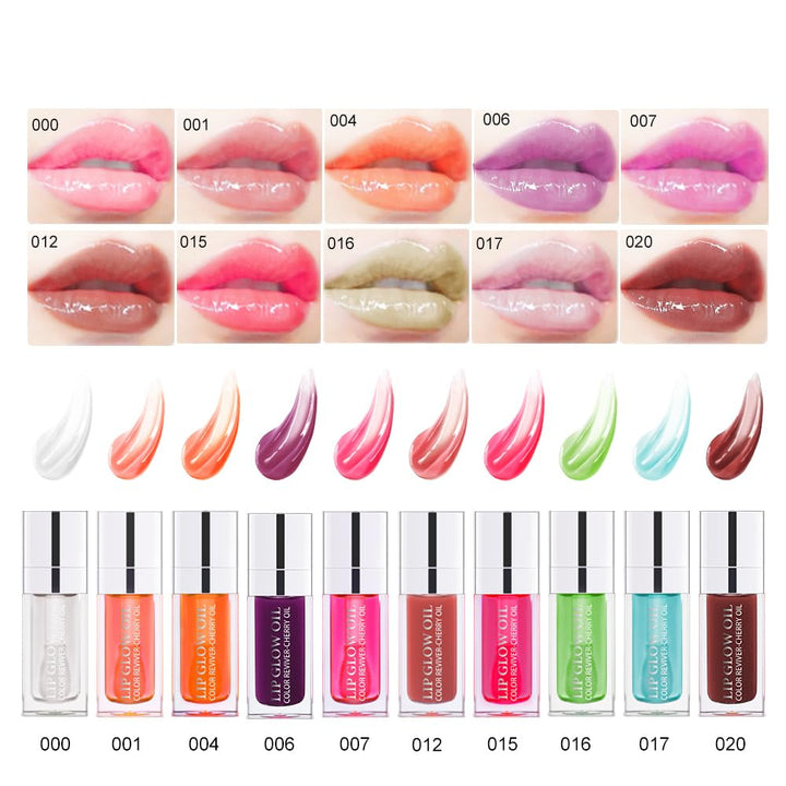 Hydrating Lip Oil for Women, Glossy Color, Transparent Gloss for Nourishing and Making Lips Full, Moisturizing Liquid Tinted Balm for Care, 0.2oz (#007)