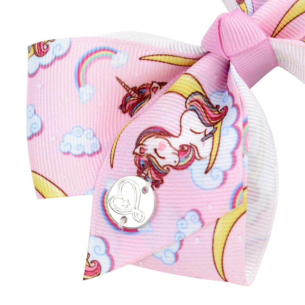 [6Pack/Set] 4.7 Inch Sparkle Mermaid Rainbow Colorful Hair Bows Clips Grosgrain Ribbon Alligator Accessories (Model-8)