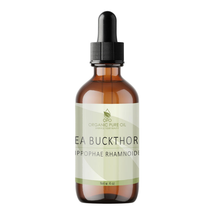 organic pure oil OPO Sea Buckthorn Oil - 4 oz Glass & Dropper - Pure Natural Cold Pressed Unrefined Partially Filtered Extra Virgin for Face Skin Body Hair Nails Cuticles