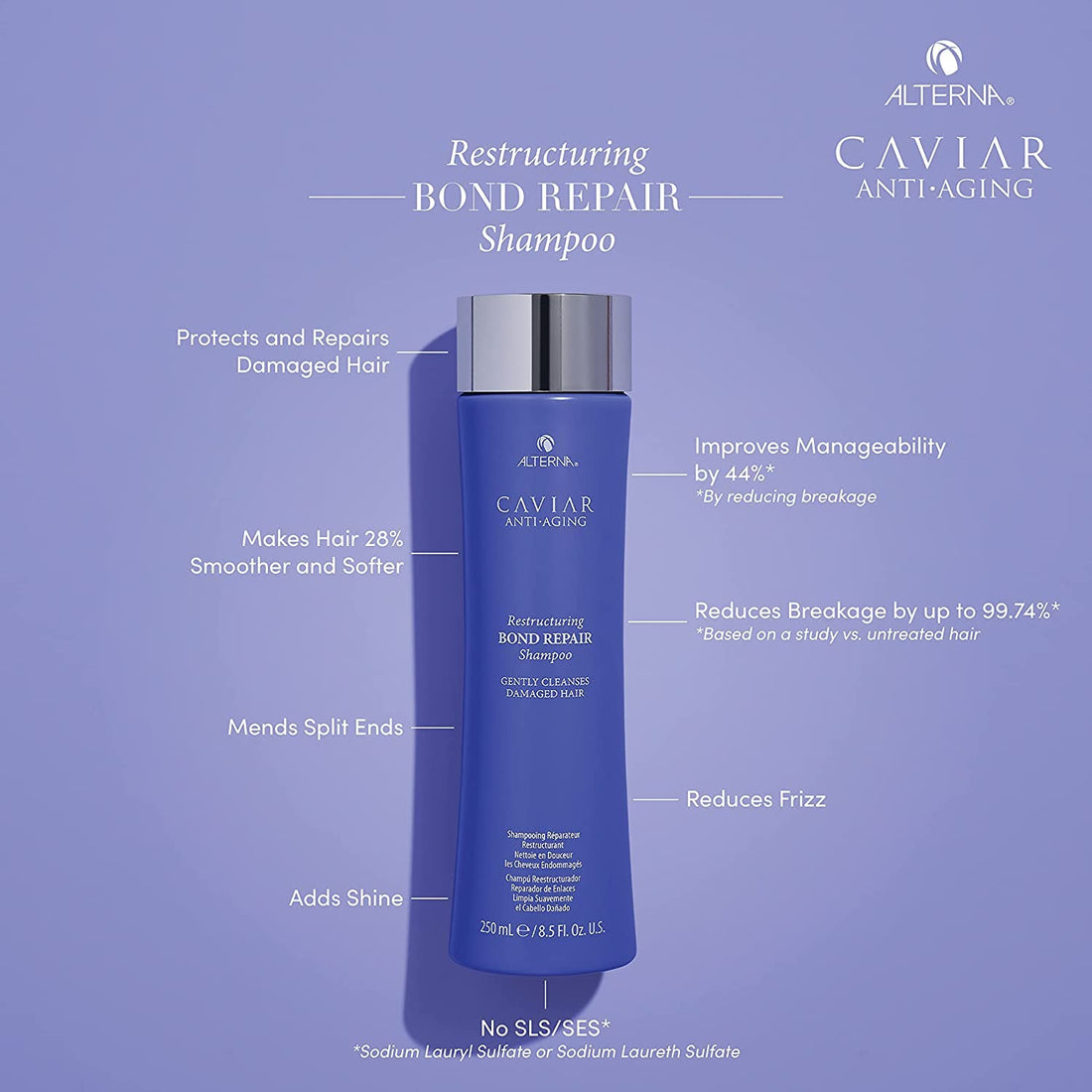 Alterna Caviar Anti-Aging Restructuring Bond Repair Shampoo, 8.5-Ounce (2-Pack)
