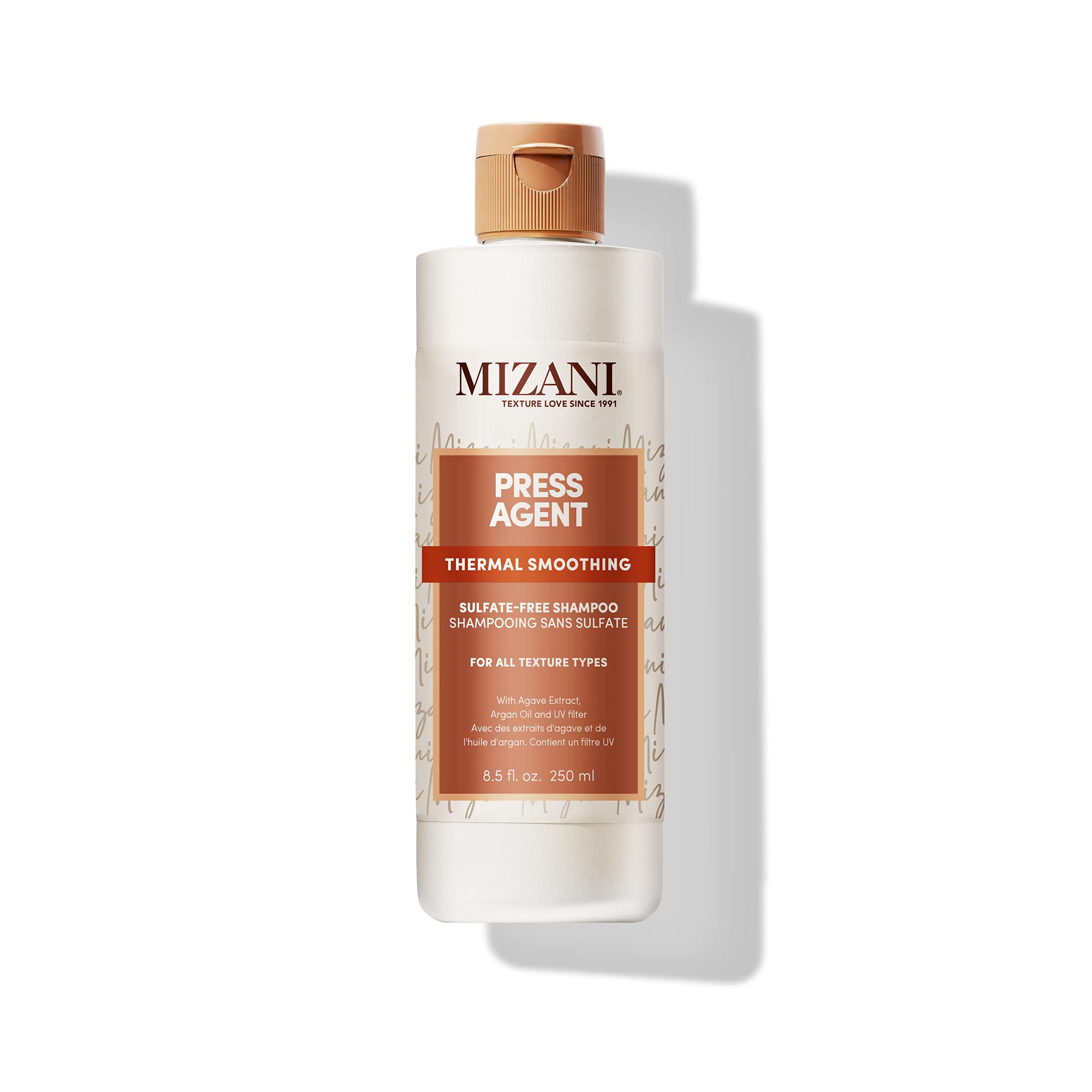Mizani Press Agent Thermal Smoothing Sulfate-Free Shampoo, Pink Grapefruit, juciy Mandarin with a floral medley of Jasmine, Rose & Freesia, ending on notes of Musk & Wood., 8.5 fl. oz