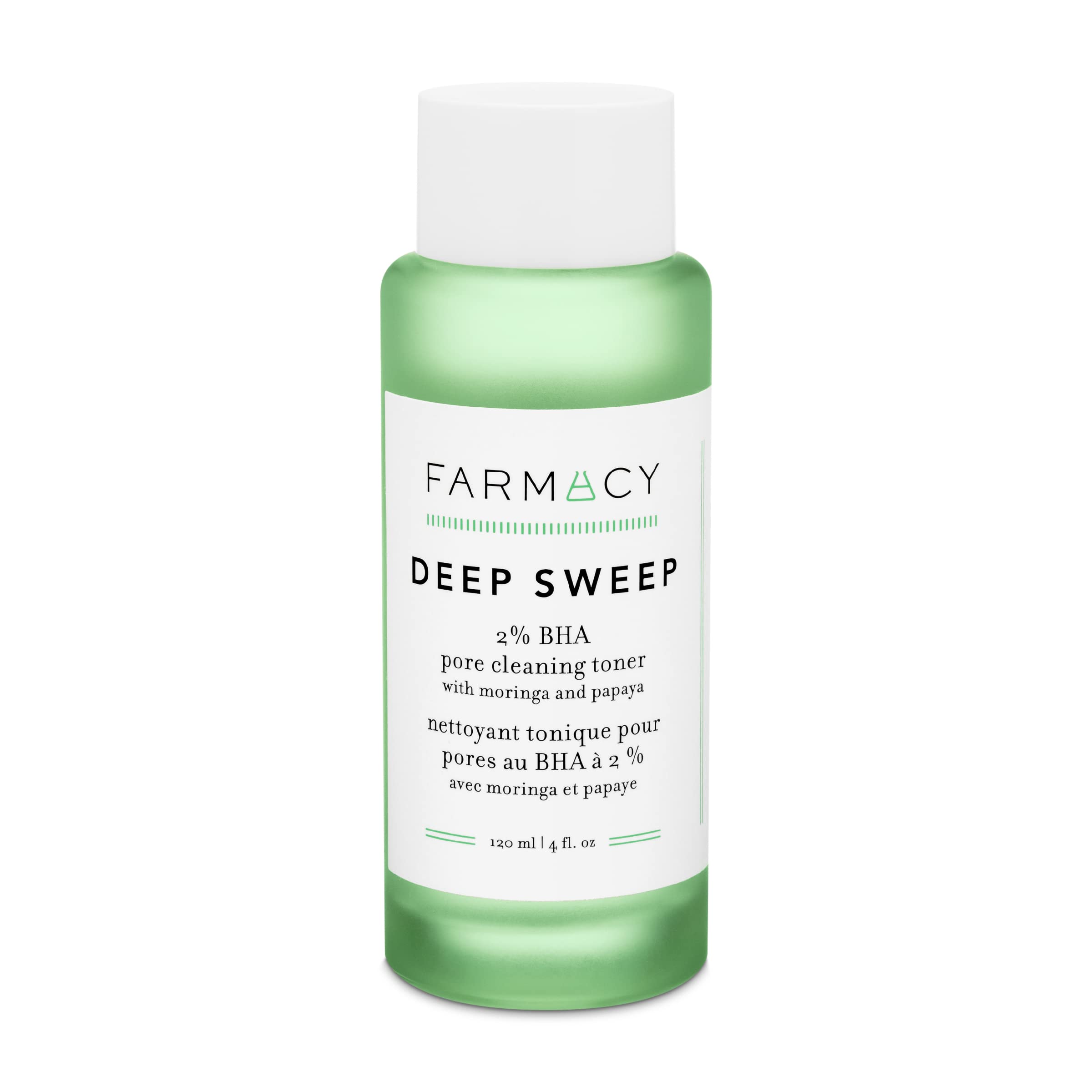 Farmacy 2% Salicylic Acid Toner for Face - Deep Sweep Gentle BHA Exfoliant for Oily Skin - Refines Texture with Papaya Enzymes & Moringa Water for a Healthy-Looking Complexion (120ml)