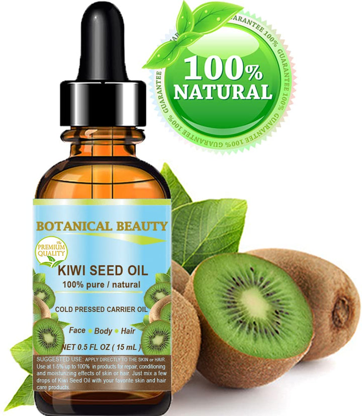 Botanical Beauty KIWI SEED OIL. 100% Pure Natural Undiluted Virgin Cold Pressed Carrier Oil. 0.5 Fl.oz.- 15 ml for Face, Skin, Body, Hair, Nail Care