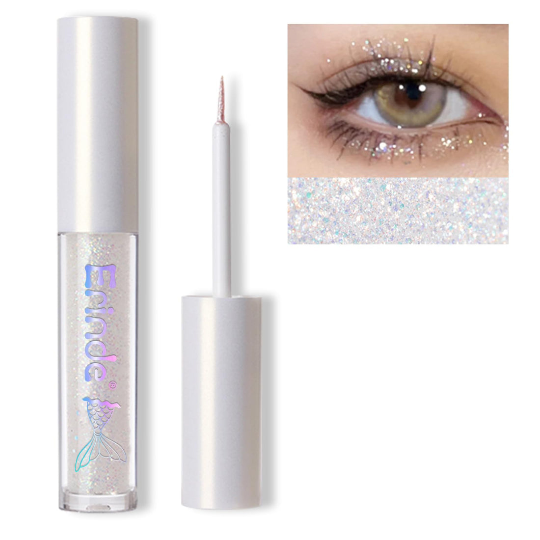 Erinde Liquid Glitter Eyeshadow Eyeliner, Korean Makeup Tear Drop, Shimmer Metallic, Lightweight Waterproof Long Wearing, Loose Glue for Crystals Eye Christmas Makeup, Colorful Sequins
