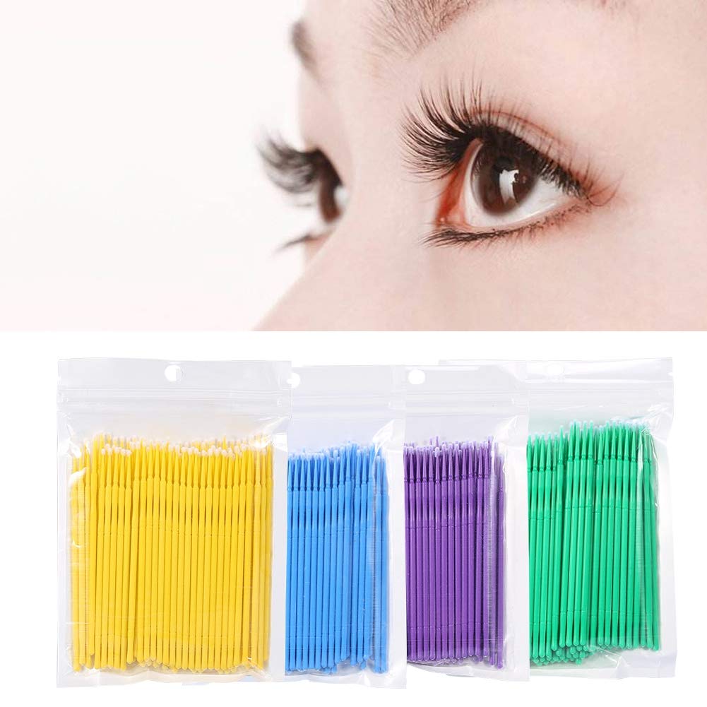4 Colors Available 100PCS/Bag Disposable Micro Applicator Brushes, Women Disposable Eyelash Extension Brushes for Makeup brushes, Extension Mascara Brush Eyelash Glue Cleaning Stick, (2.5mm)(yellow)