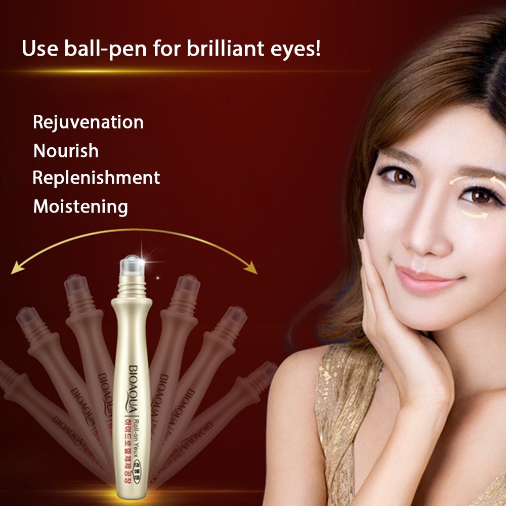 Gold Collagen Essence Eye Cream Anti Dark Circle Wrinkle Repairing Ball-Pen Plant Extracts Moisturize Charm