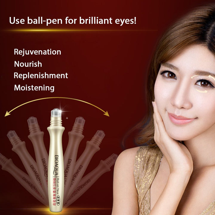Gold Collagen Essence Eye Cream Anti Dark Circle Wrinkle Repairing Ball-Pen Plant Extracts Moisturize Charm