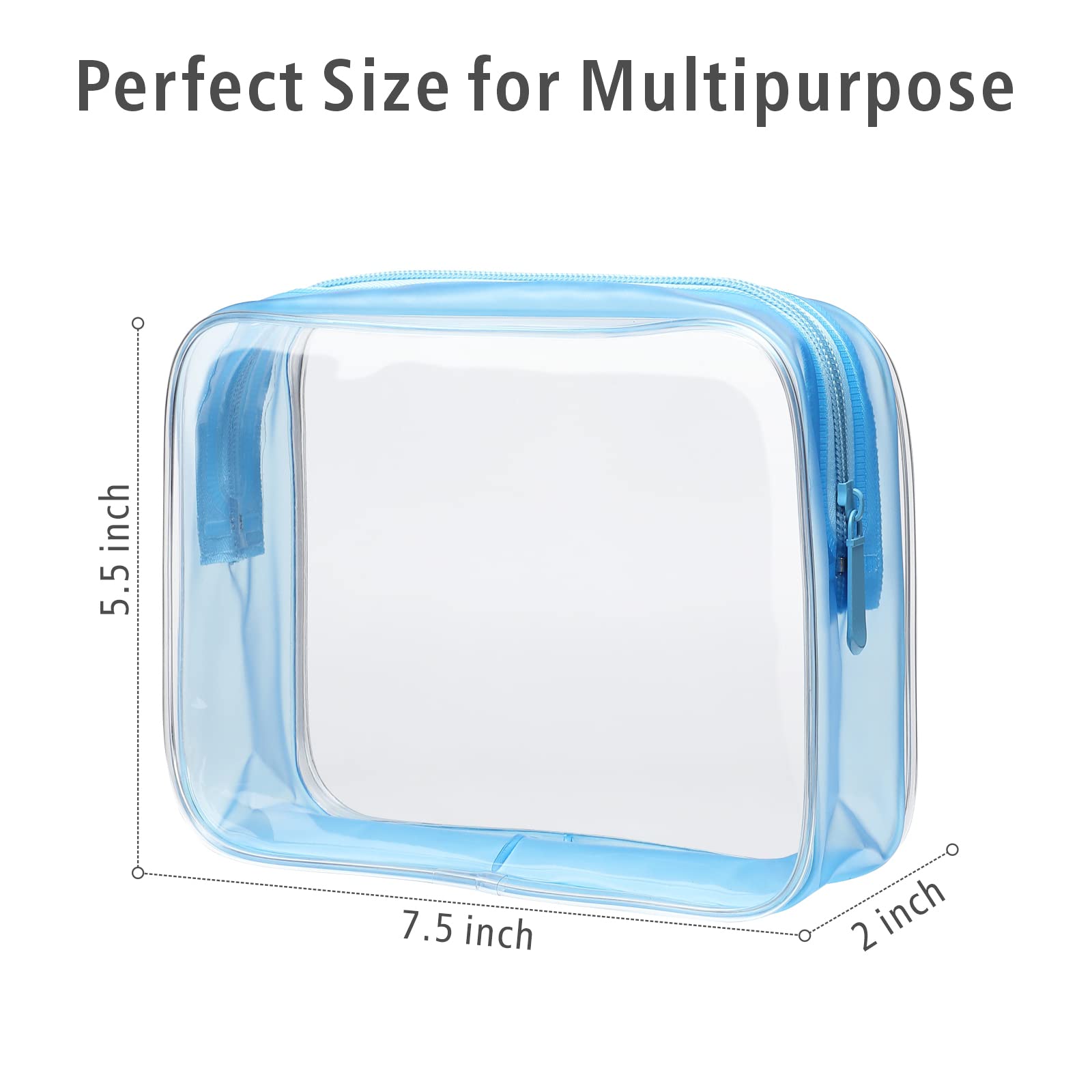 PACKISM Clear Toiletry Bag - 3 Pack TSA Approved Toiletry Bag Quart Size Bag, Travel Makeup Cosmetic Bag for Women Men, Carry on Airport Airline Compliant Bag, Black-Blue-White