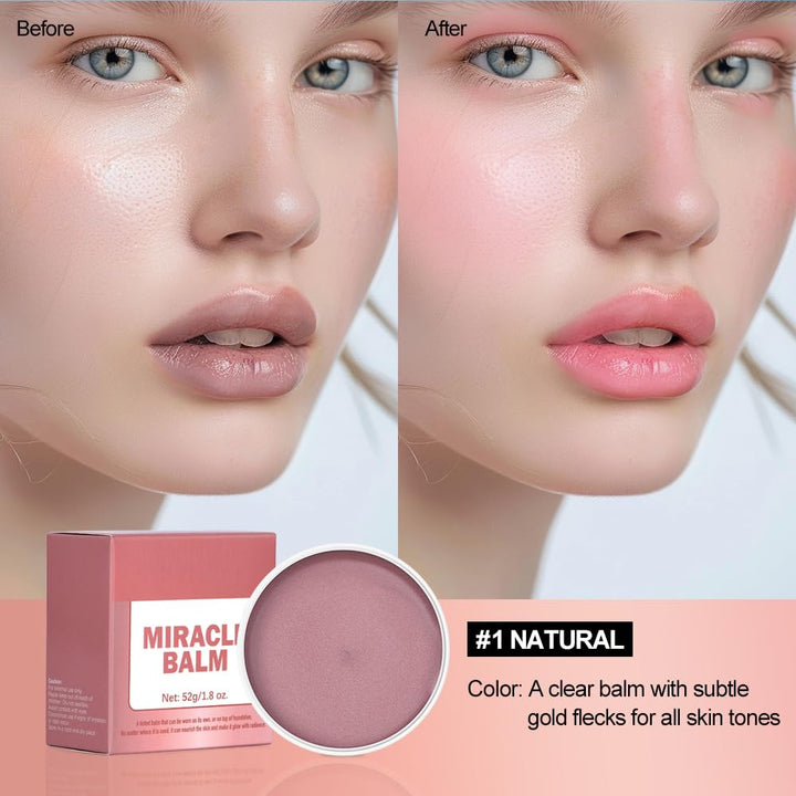 Miracle Balm, Blush for Cheeks, Lips, Eyelids, Face, Blush Balm Face Makeup, Moisturizing Facial Tint for Radiant Skin, Highlights & Illuminates with Fresh Earthy Citrus Scent (1, Natural, Large)