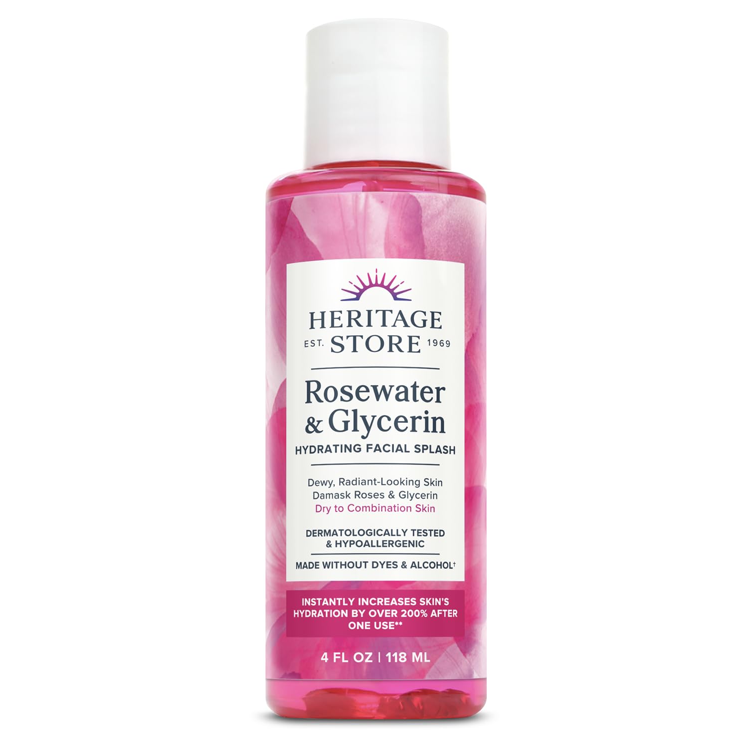 Heritage Store Body Oil, Rosewater And Glycerin, 4 Ounce