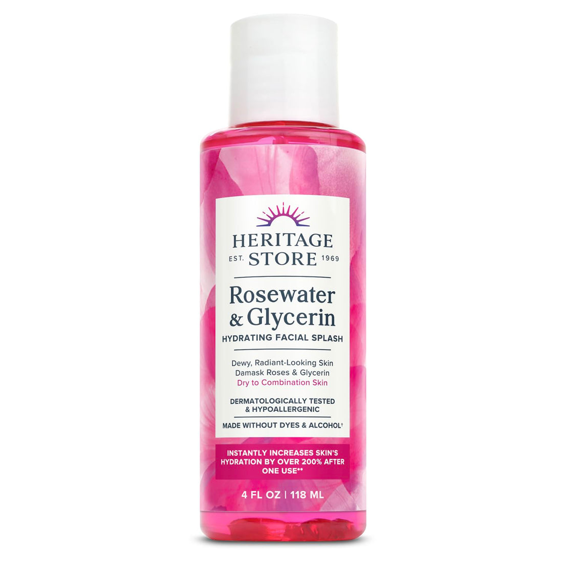 Heritage Store Body Oil, Rosewater And Glycerin, 4 Ounce