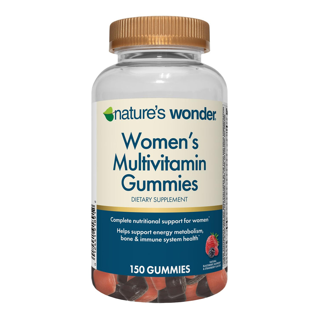 Nature's Wonder Women's Multivitamin Gummies, Supports Energy, Metabolism, Bone and Immune System Health with Vitamins A,C,D,B6, B12, Biotin, Folic Acid, 75 Day Supply, 150 Count