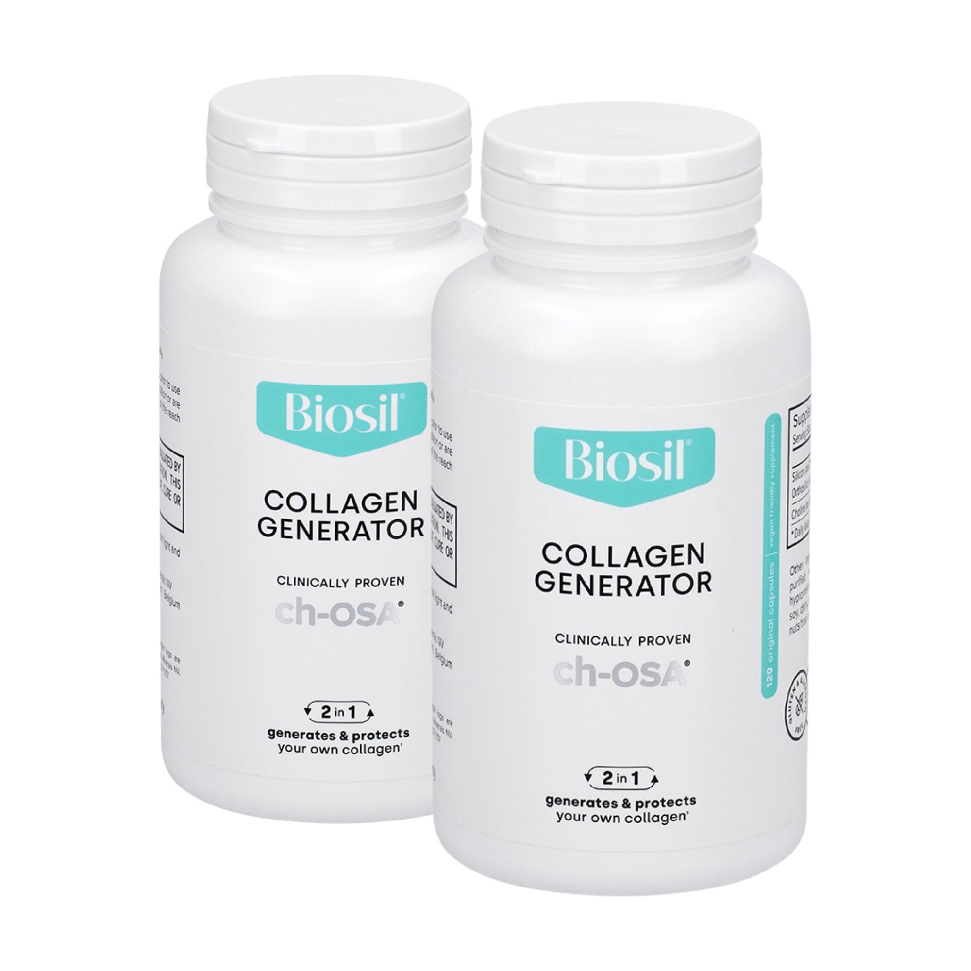 Biosil Collagen Generator - 120 Original Capsules, Pack of 2 - with Patented ch-OSA Complex - Generates & Protects Your Own Collagen - GMO Free - 120-Day Supply