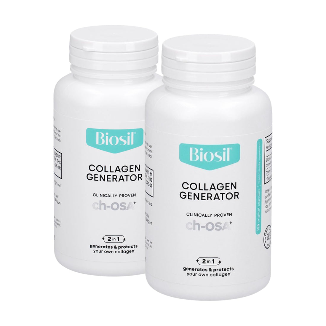 Biosil Collagen Generator - 120 Original Capsules, Pack of 2 - with Patented ch-OSA Complex - Generates & Protects Your Own Collagen - GMO Free - 120-Day Supply