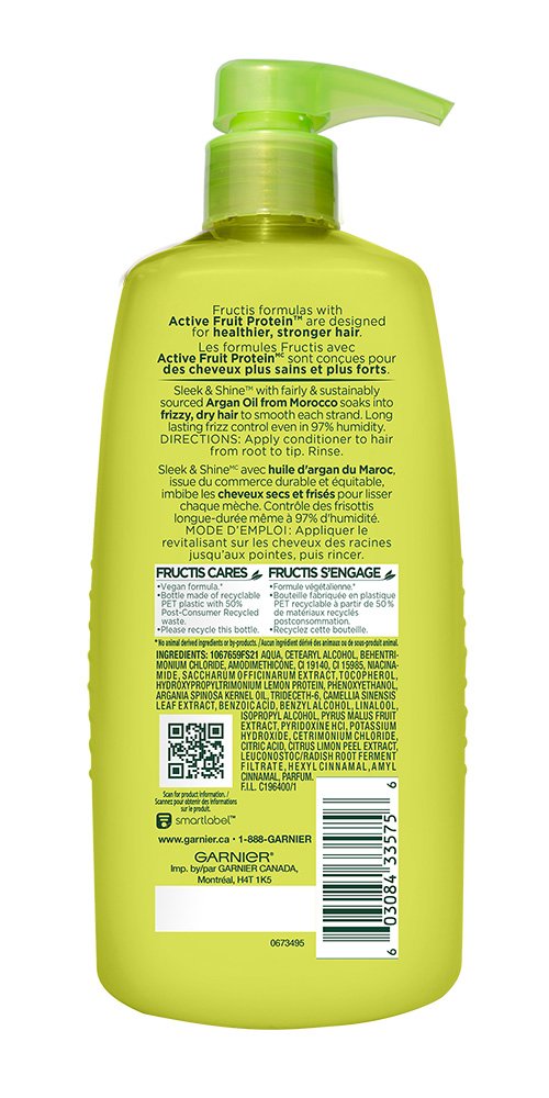 Garnier Fructis Sleek and Shine Conditioner for Frizzy Hair, 33.8 Ounce Bottle