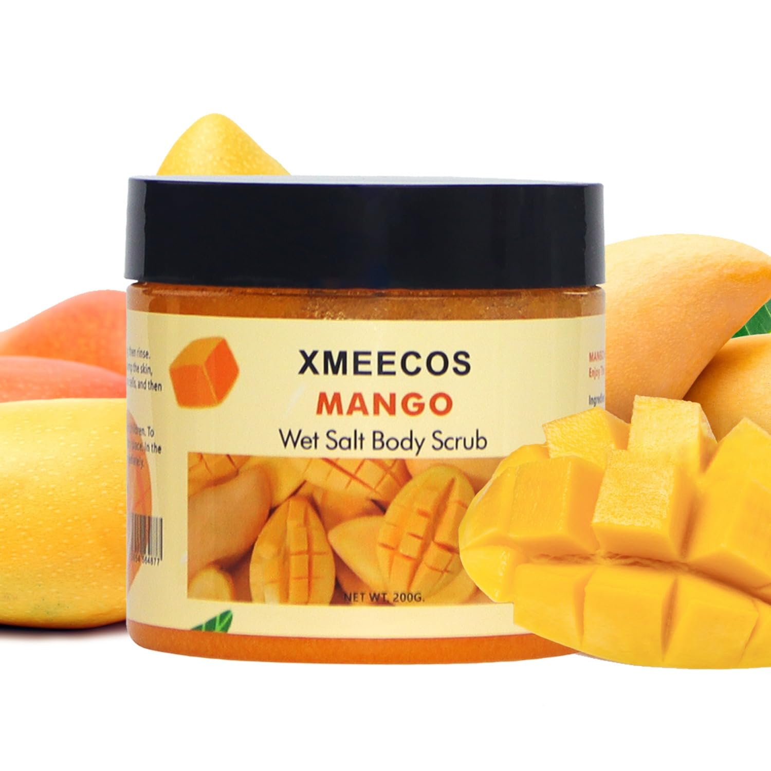 XMEECOS Mango Wet Salt Body Scrub |Cruelty Free| Skin Cleanser for Crack skin |Skin Smoother| Exfoliating| Vegan (Mango)