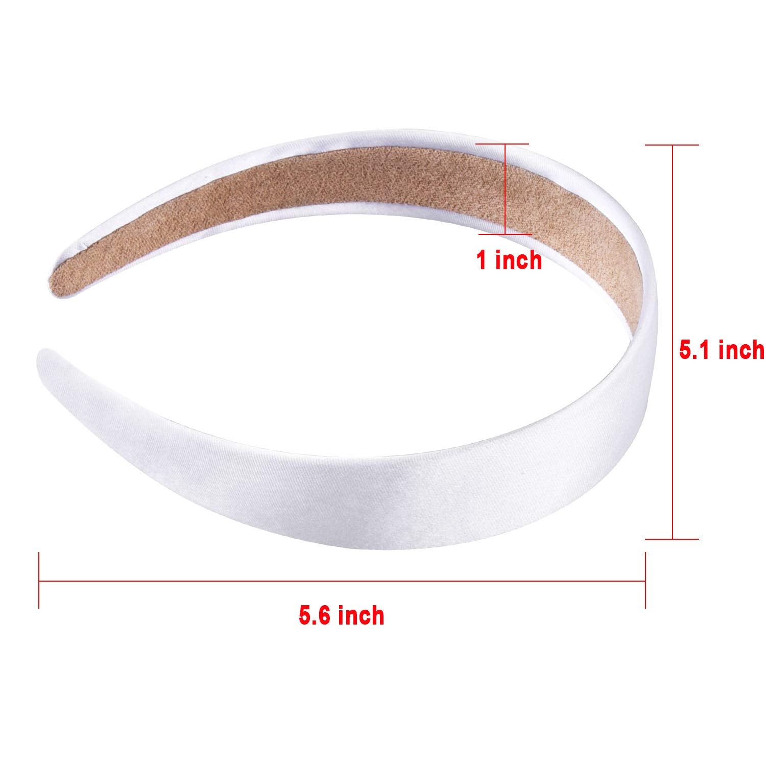 SIQUK 14 Pieces Satin Headbands White Ribbon Headband 1 Inch Plain DIY Hair Bands for Women and Girls: White