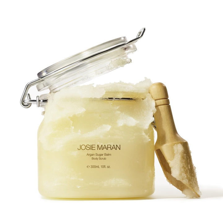 Josie Maran Sugar Body Scrub - Argan Oil Exfoliating Sugar Scrub with Coconut Oil & Shea Butter - Softens, Smooths & Hydrates Dry Skin - Vegan & Cruelty Free - Sweet Clementine (10 oz)