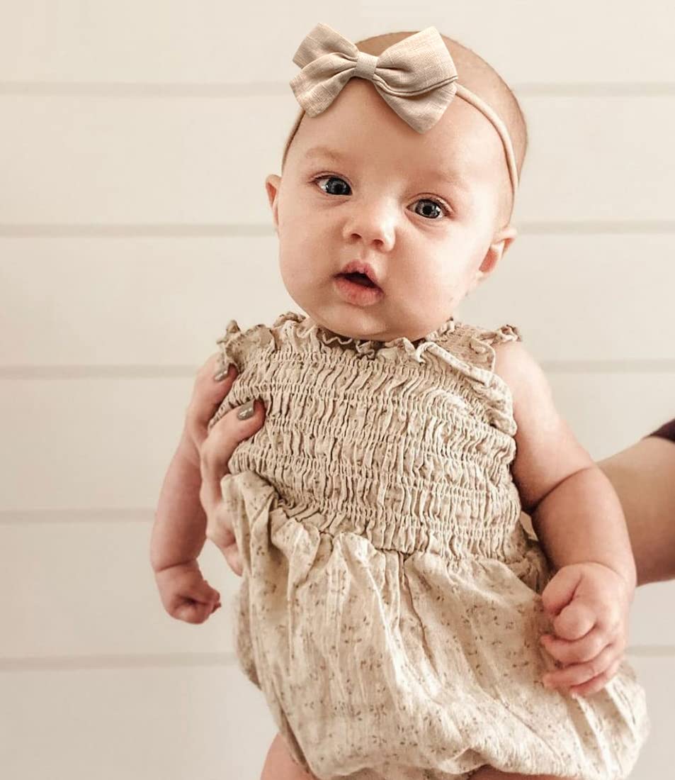 Cherssy Baby Girl Headbands and Hair Bows, 10pcs Stretchy Nylon Hairbands for Newborn, Infant, Toddlers