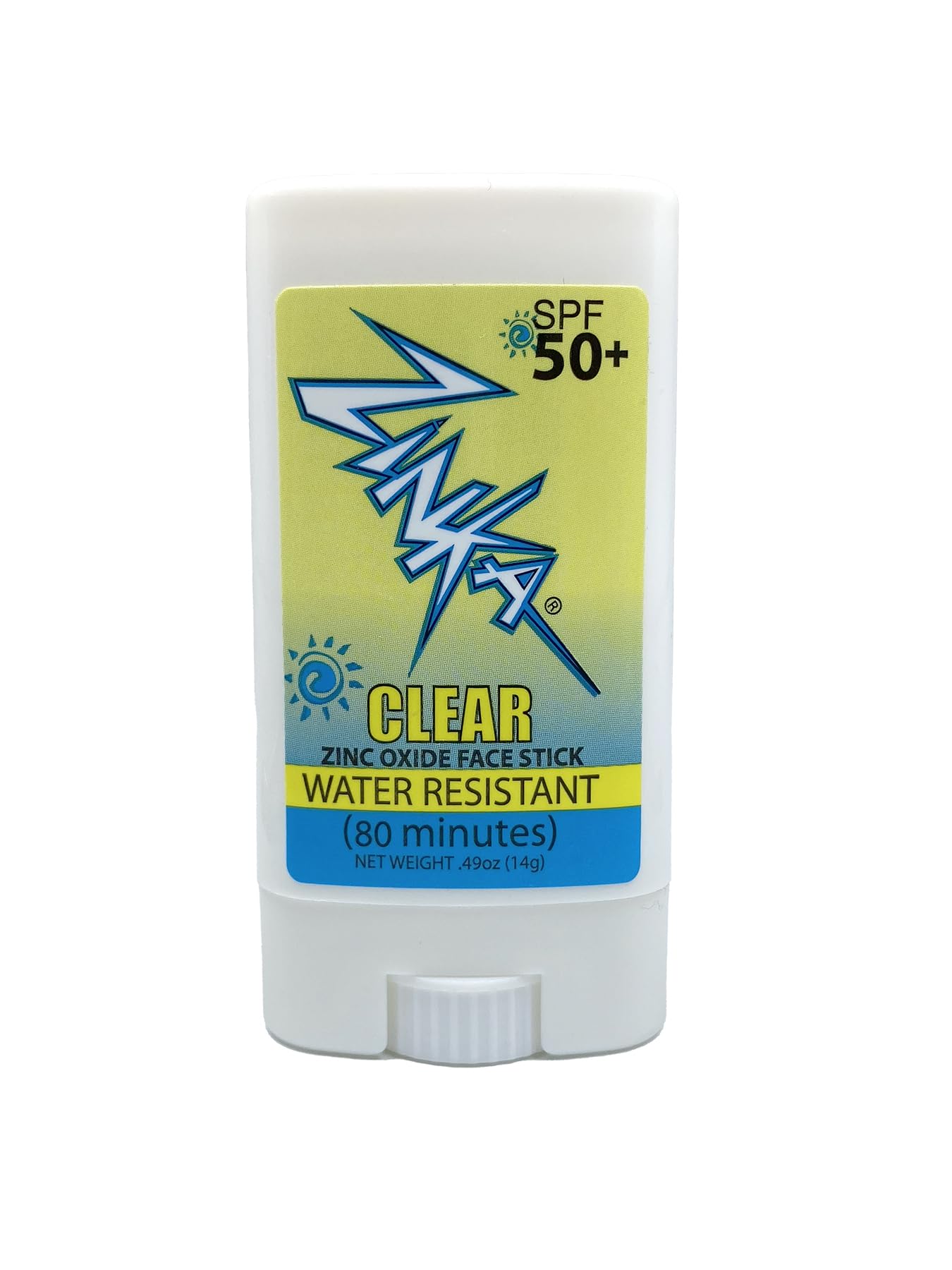Zinka - Clear Zinc Oxide Sunscreen Face Stick SPF 50, Water Resistant for 80 Minutes - .49oz Stick