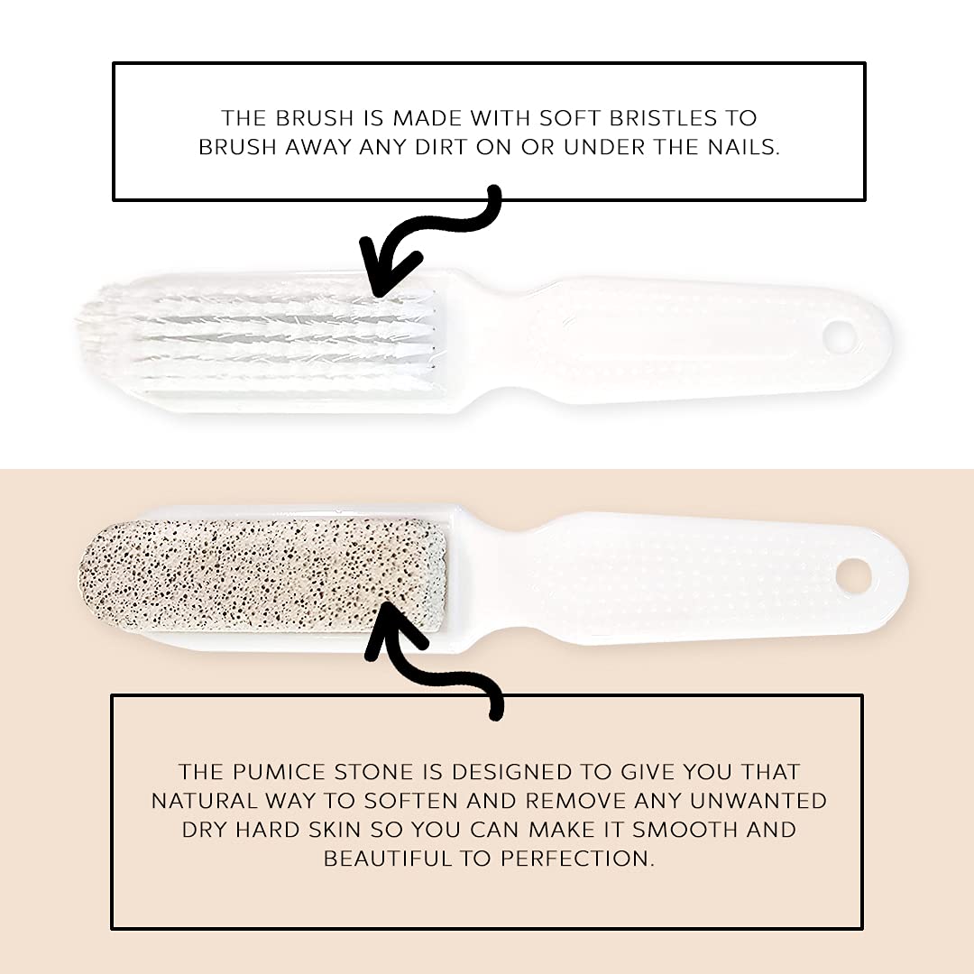 Foot Natural Bristle Brush & Pumice Stone Combo - Exfoliator Pedicures Calluses Remover - Smoother Body skin, feet, elbow Scrubber for Massage SPA Sauna by DreamCut