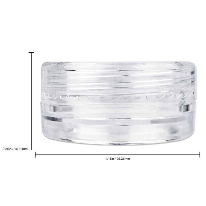 Beauticom 3 Gram or 3 ML Round Clear Screw Cap Lid with Clear Base Jar (Quantity: 100 Pieces)