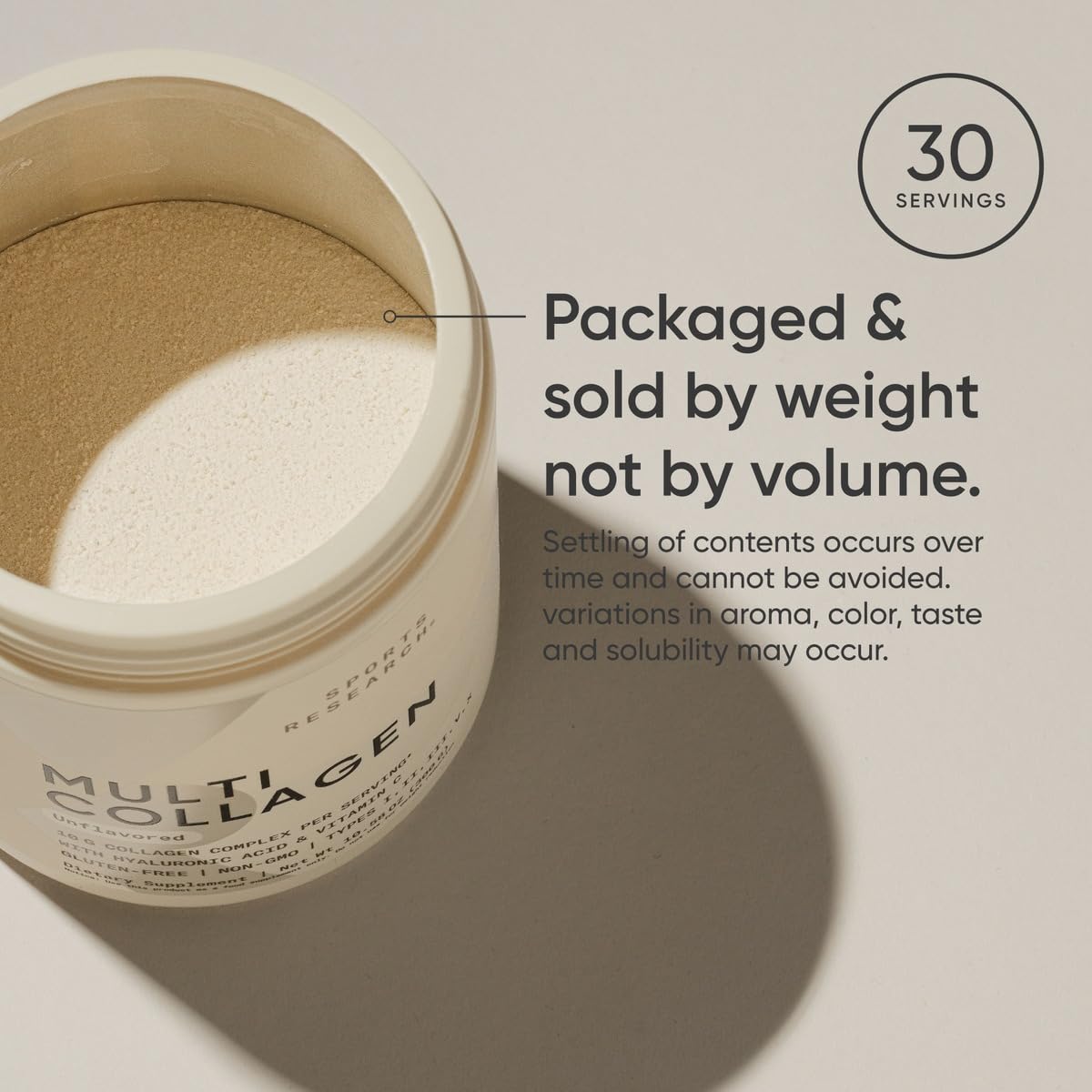 Sports Research Multi Collagen Protein Powder (Type I, II, III, V, X) with Hyaluronic Acid + Vitamin C | 5 Types of Food Based Collagen, 30 Servings (Unflavored)