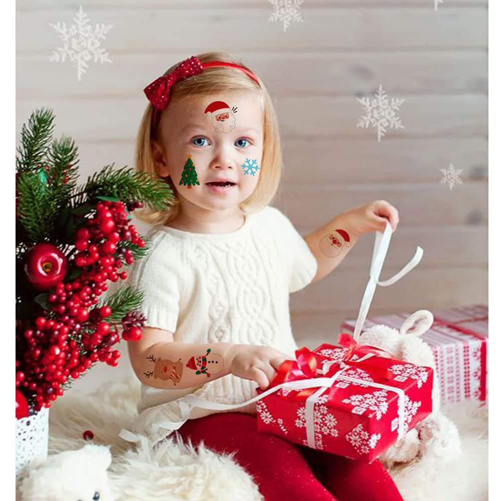 Hohamn Christmas Temporary Tattoos for Kids, 12 Sheets Christmas Holiday Fake Tattoos for Baby Boys Girls Xmas Party Gifts Crafts Decoration