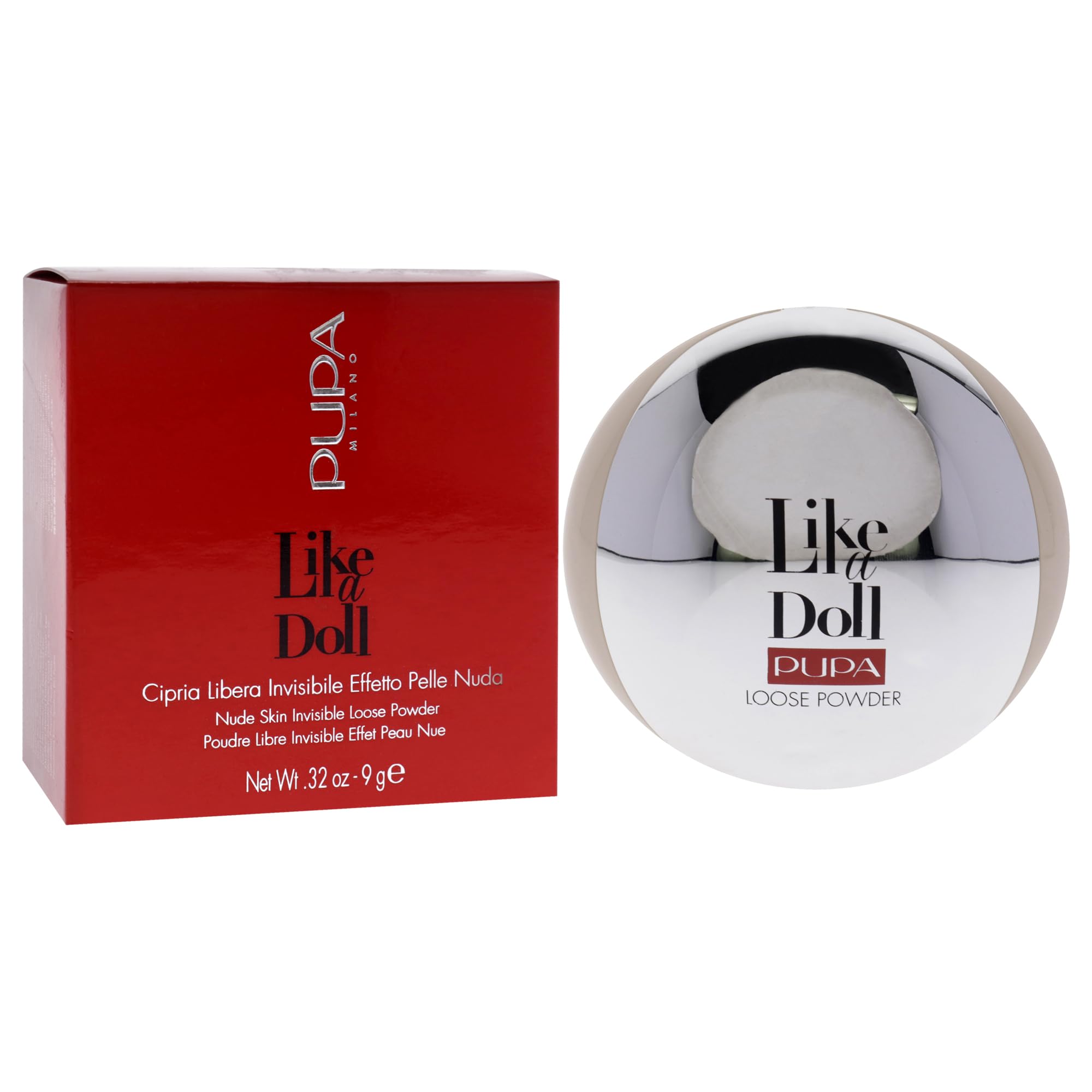 Pupa Milano Like A Doll Invisible Loose Powder - For a Radiant and Natural Look - Smooths Skin and Minimizes Blemishes - Perfectly Blends with Skin - 004 Rosy Beige - 0.32 Oz