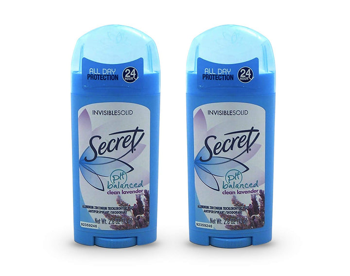 Secret Invisible Solid Antiperspirant & Deodorant Clean Lavender Scent 2.6 Oz (Pack of 2)