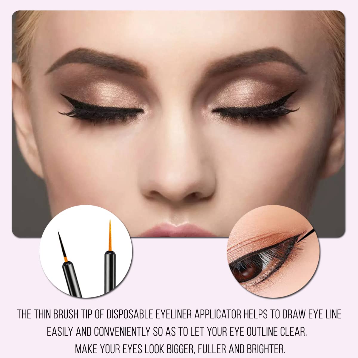 KingMas 100 Pcs Disposable Eyeliner Makeup Brush Applicator