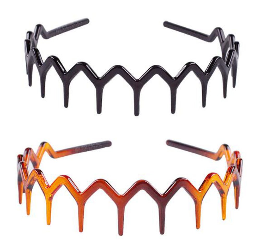 4Pcs Comfortable Shark Tooth Comb Headband Zigzag Hair Band Toothed Headband Women Men Girls Hair Accessory (A#)