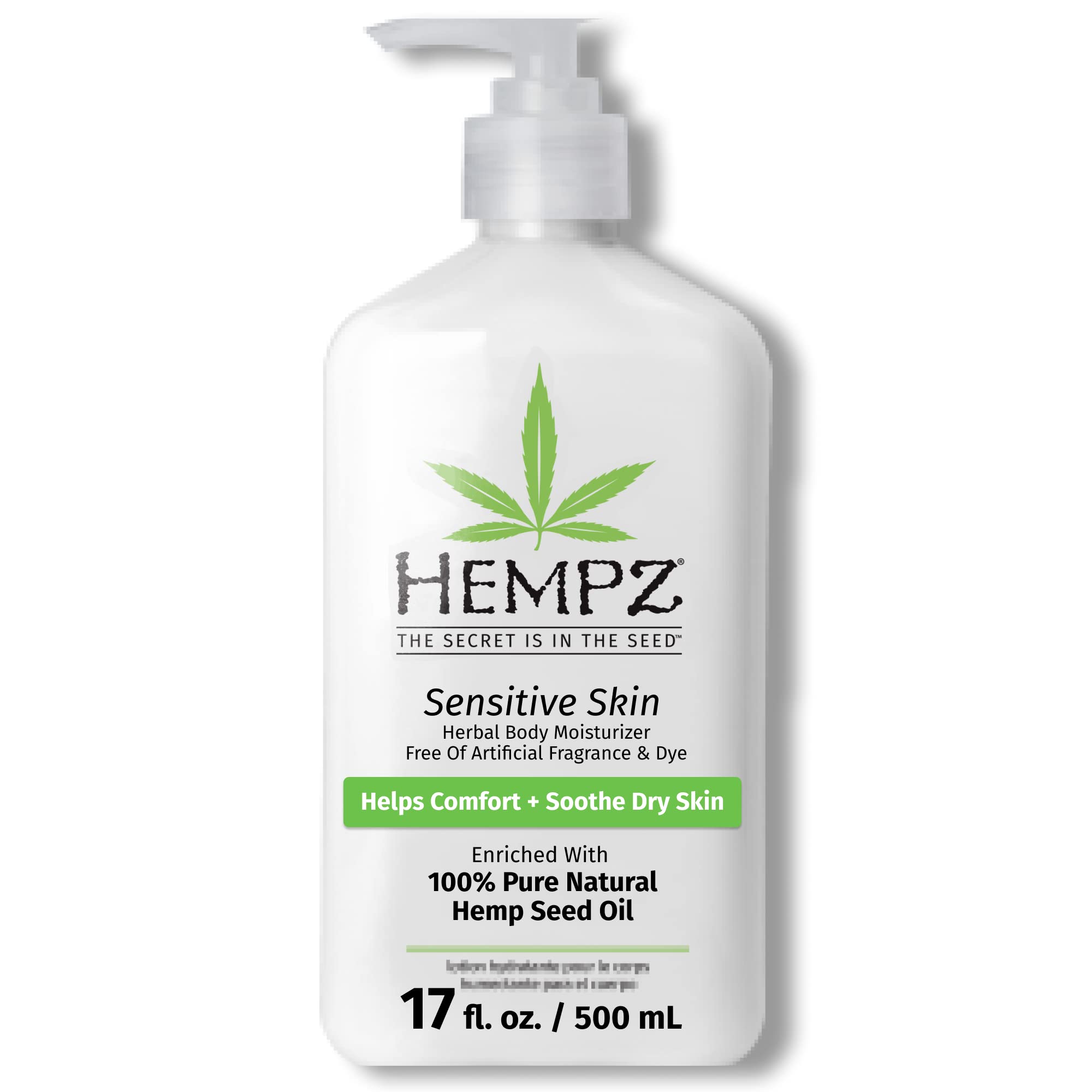 Hempz Sensitive Skin Herbal Body Moisturizer, Off White, 17 Fluid Ounce