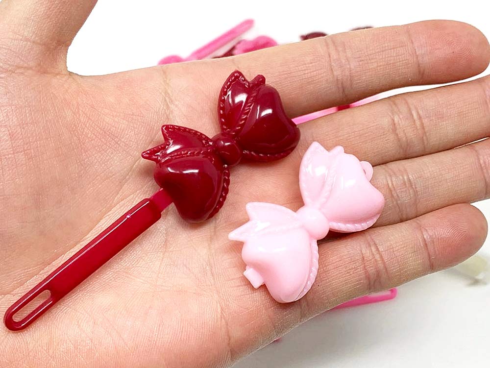 Tara Girls Self Hinge Bow Hair Barrettes - Pinks - 18 Pcs.