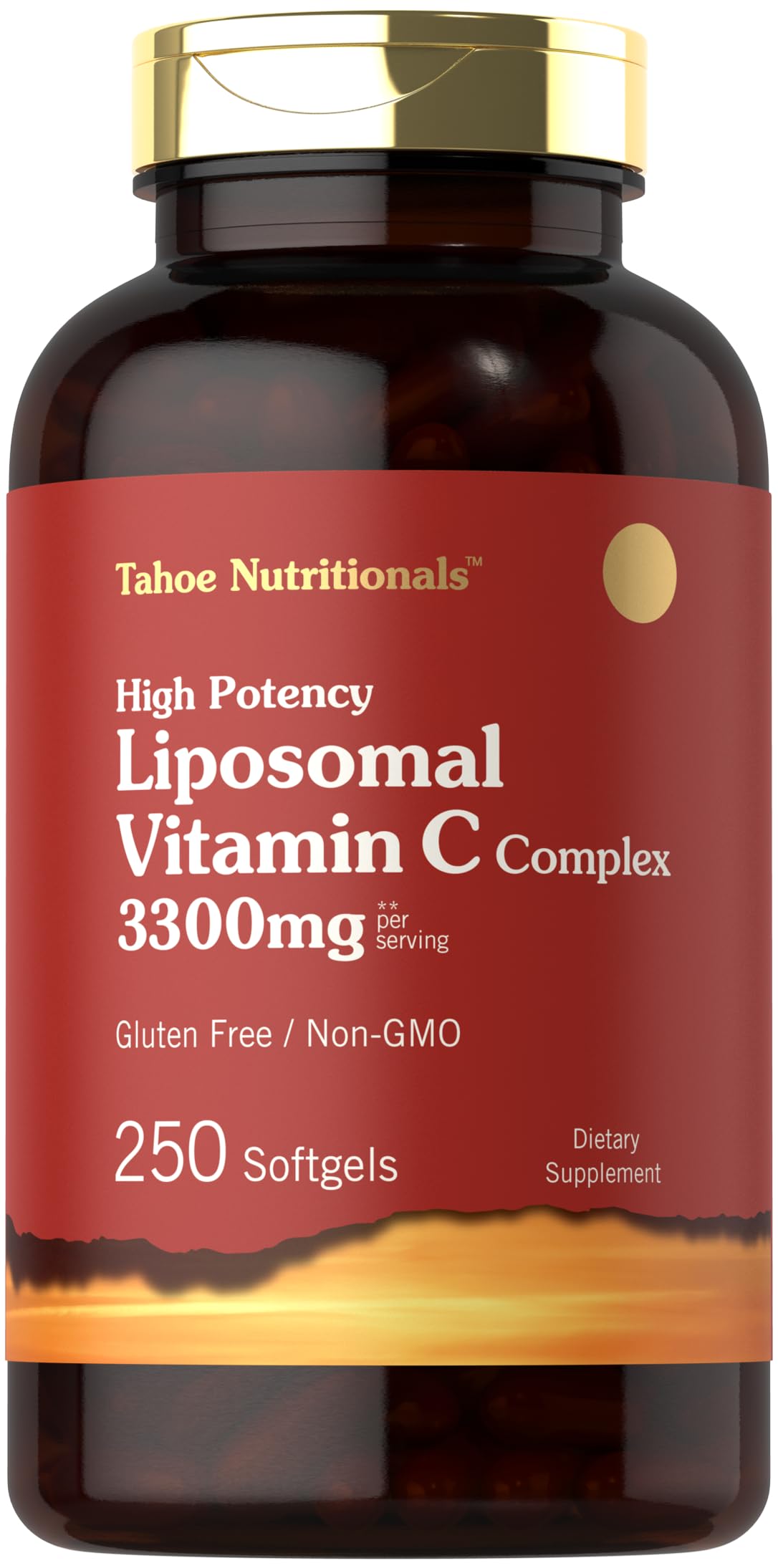 Tahoe Nutritionals Liposomal Vitamin C Complex | 3300mg | 250 Softgels | High Potency | Non-GMO, Gluten Free Supplement