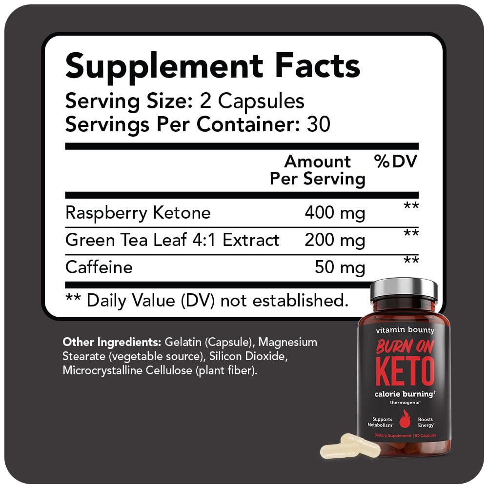 Vitamin Bounty Burn On Keto Multivitamin – Keto-Specific Nutritional Support with Magnesium, Potassium, and MCT for Energy, Cramp Relief, and Nutrient Optimization - 60 Capsules