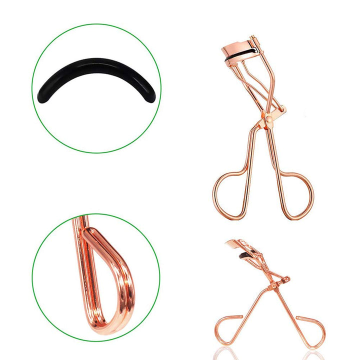 Eyelash Curler, Eyelash Tweezers, Stainless Steel Eyelash Curler, Eyelash Curler Set with 5 Silicone Refill Pads, Eyelash Extension Tweezers, Remover Clip Tweezers Nipper for Various Eye Shape